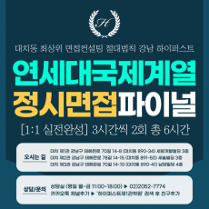[2026 정시면접-1:1] 2026학년도 정시 연세대 국제계열 제시문면접 1:1 실력완성 면접컨설팅 - 3시간씩 2회 총 6시간 (면접컨설팅)